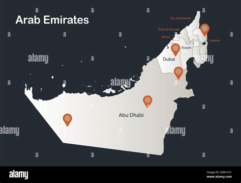 Arab Emirates Map Infographics Flat Design Colors Snow White With