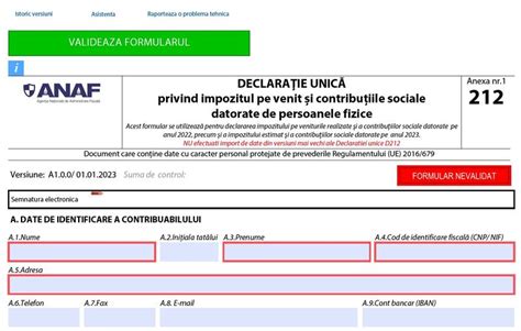 Declarația unică 2023 PDF ul inteligent pe site ul ANAF Trebuie