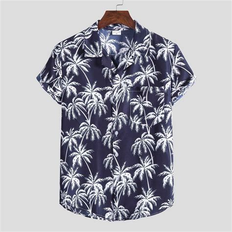 Poteti Mens Summer Shirts Hawaii Plus Size Beach Tropical Short Sleeve