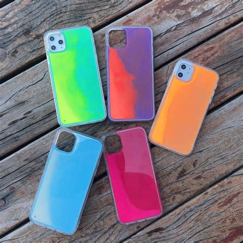 Neon Sand Liquid Apple Phone Case For Iphone Etsy