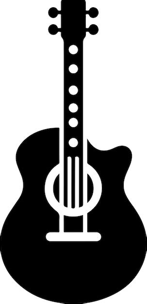 La Silueta Del Icono Del Vector De La Guitarra Es De Color Negro Y El