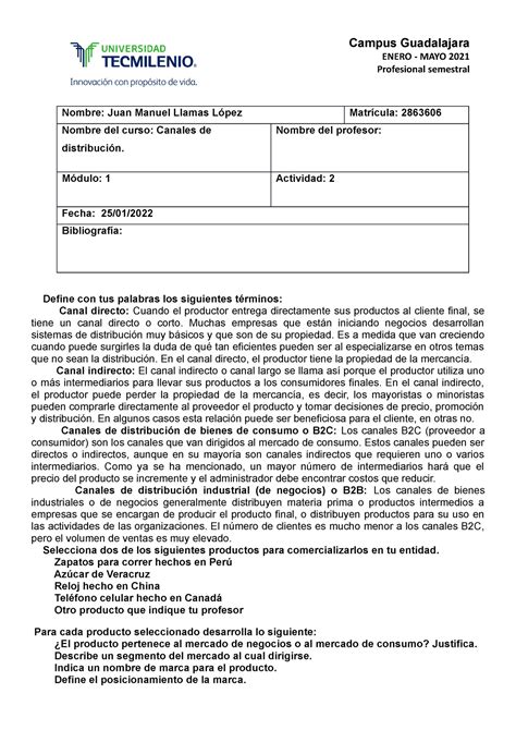 Canales DE Distribución ACT 2 Nombre Juan Manuel Llamas López