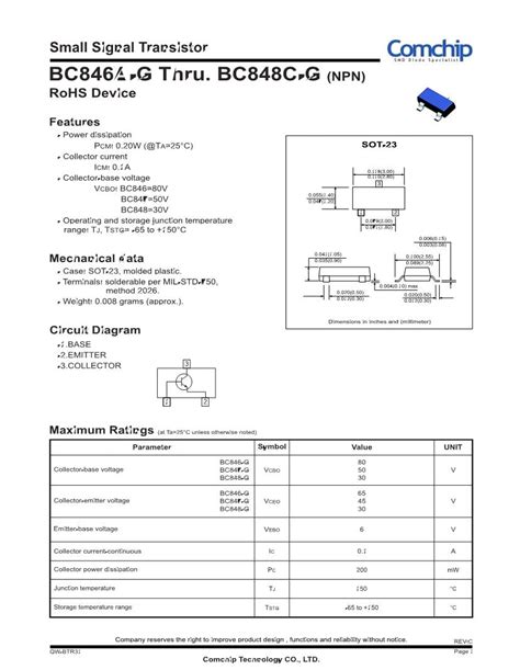 BC847 Transistor Pinout Datasheet Equivalent Circuit