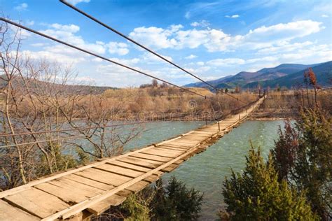 Suspended wooden bridge stock image. Image of path, hike - 14869663