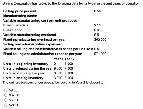 Solved Bryans Corporation Has Provided The Following Data