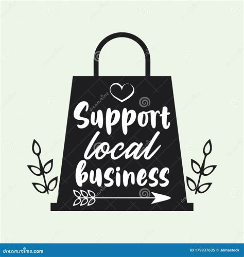 Support Local Business Poster With Shopping Bag Stock Vector