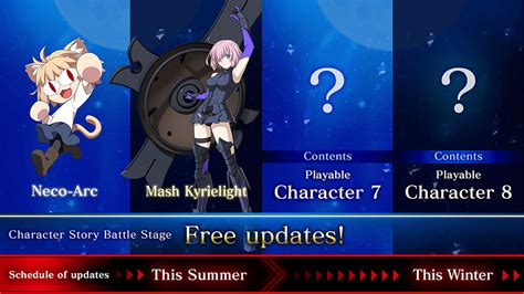 Melty Blood Type Lumina Free DLC Characters Mash Kyrielight And Neco