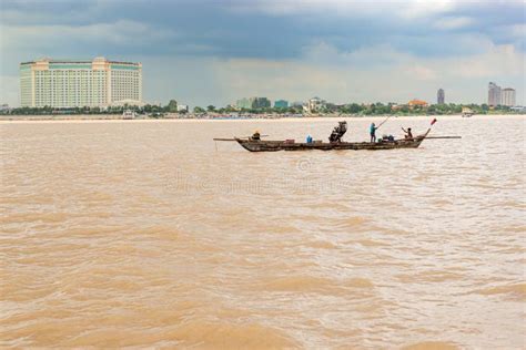 Cityscape Of Phnom Penh Over Mekong River Cambodia Editorial Image