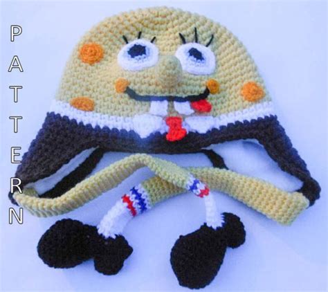 Crochet Pattern Spongebob Hat Character Hat Animal Hat Novelty Etsy