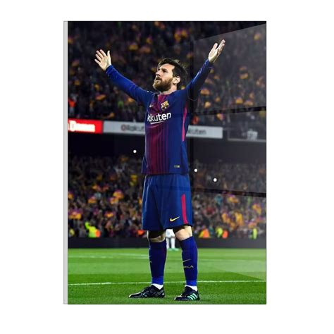 "Lionel Messi: Canvas Art In Glass Acrylic Frame – Celebrating Football