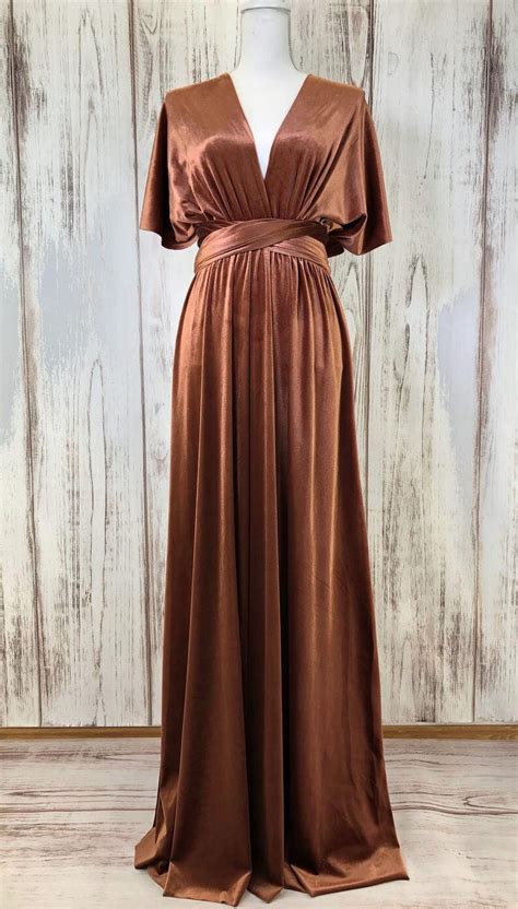 Copper Velvet Infinity Dress Bridesmaids Dress Convertible Etsy