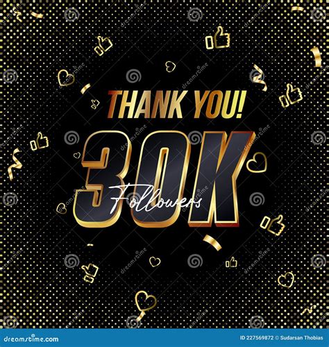 Thank You K Followers D Gold And Black Font And Confetti Vector