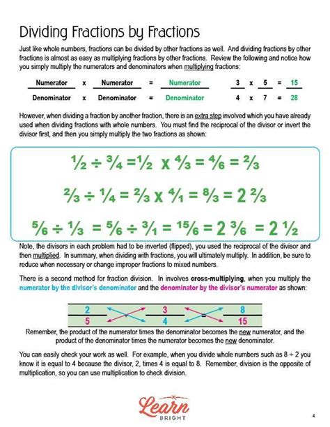 Divide Fractions by Fractions, Free PDF Download - Learn Bright