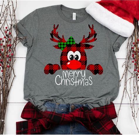 Christmas Shirt Svg Winter Cut Files Buffalo Plaid Reindeer Svg Digital