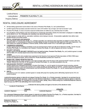 Fillable Online Rental Listing Addendum And Disclosure Fax Email Print