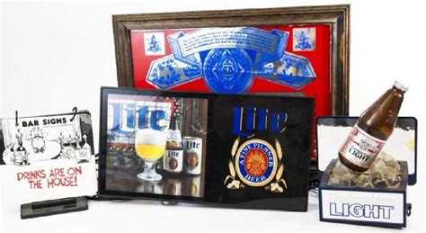 Collection Vintage Beer & Bar Signs Incl Light Up