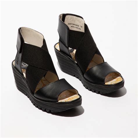 Fly London Yuba Sandal Mousse Black Imeldas Shoes Norwich