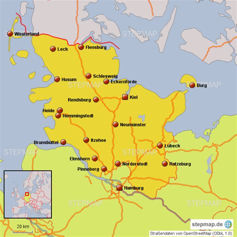 StepMap Schleswig Holstein Landkarte für Deutschland