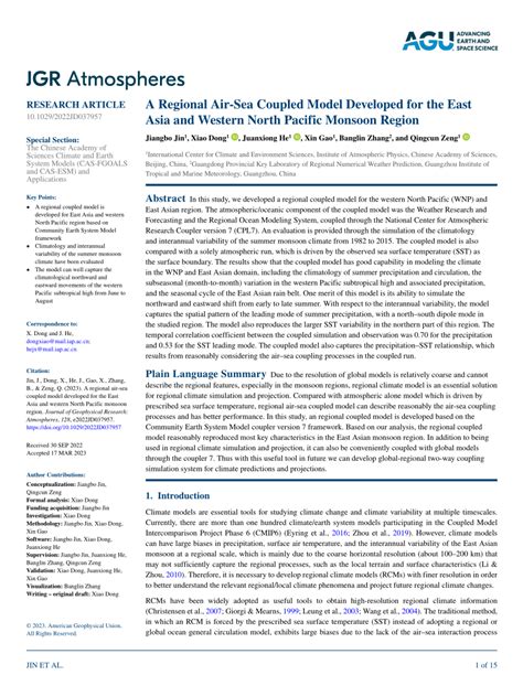 A Regional Airsea Coupled Model Developed For The East Asia And