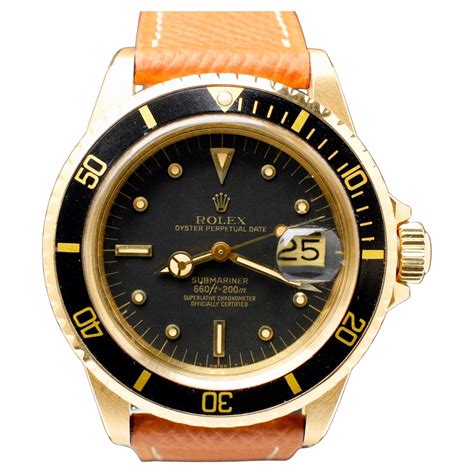 Rolex Yellow Gold Submariner Black Dial Automatic Wristwatch Ref