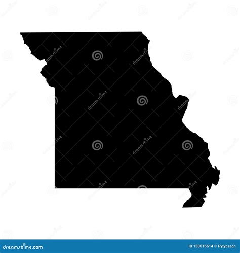 Missouri State Of Usa Solid Black Silhouette Map Of Country Area Simple Flat Vector