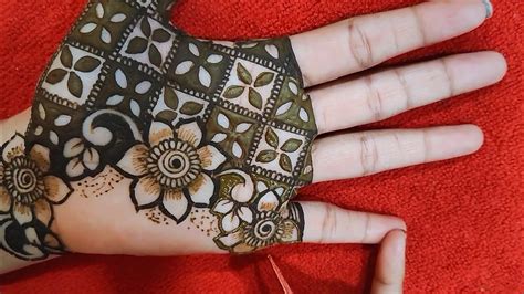 Square Mehndi Design For Front Hand Easy Arabic Check Pattern Mehndi