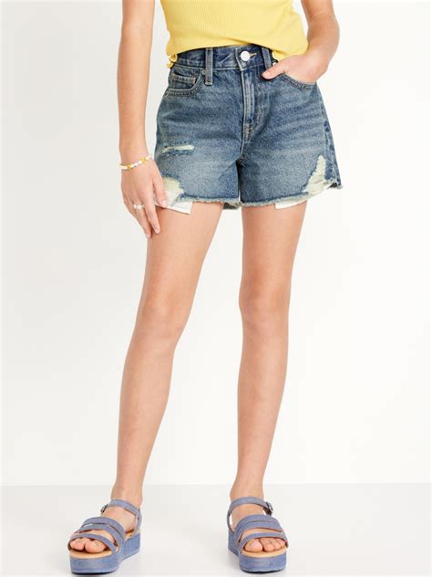 Short En Denim D Chir Taille Haute Pour Fille Old Navy