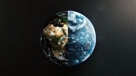 A split image of Earth showing before and after climate change effects | Premium AI-generated image