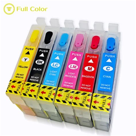 Fullcolor เติมตลับหมึกเปล่าพร้อมชิปรีเซ็ตอัตโนมัติ T0851 T0856 85n สำหรับ Epson R330 1390 T60