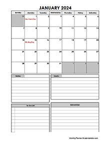 2024 Monthly Planner With Singapore Holidays Free Printable