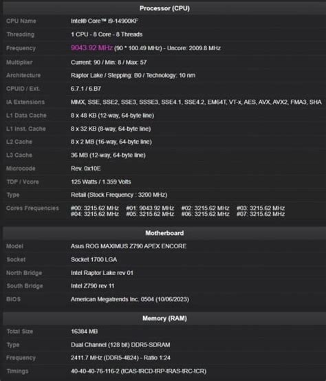 Intel Bate El Récord De Overclocking Con Su Core I9 14900kf A Más De