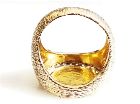 Liberty Head Gold Coin Ring Big Mens Ring Gold Diamondmens Etsy