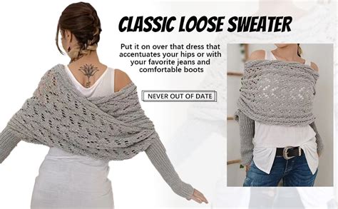 Knitted Cable Wrap Sweater Scarf With Sleeves For Women