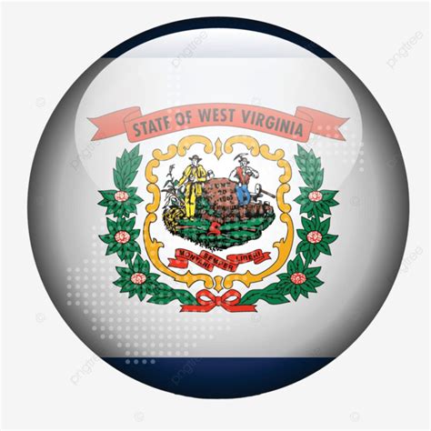 West Virginia State Flag Button With Dot Pattern Map Vector State