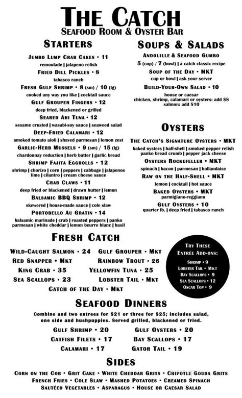 Menu Of The Catch In Albany Ga 31707