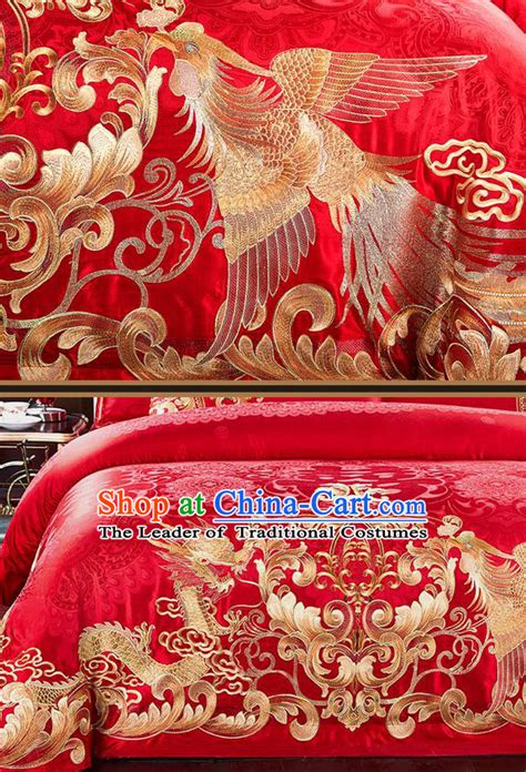 Traditional Asian Chinese Style Wedding Article Embroidery Dragon And