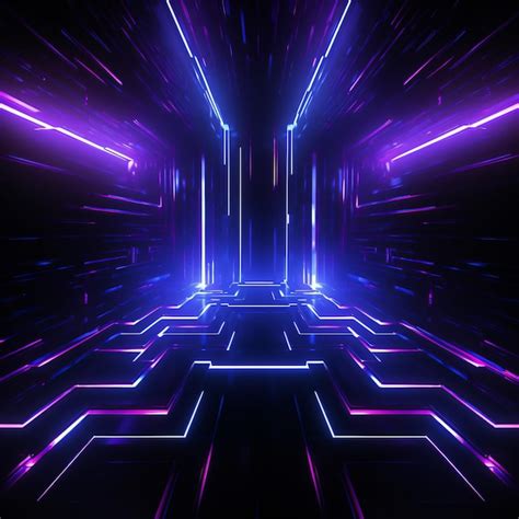 Premium AI Image Futuristic Sci Fi Abstract Blue And Purple Neon Lights