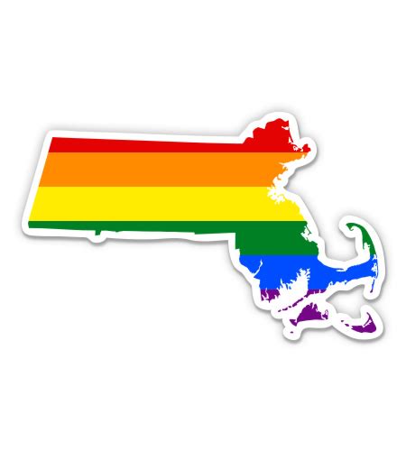 Massachusetts Gay Flag State Shape Rainbow Pride Lgbt 8 Vinyl