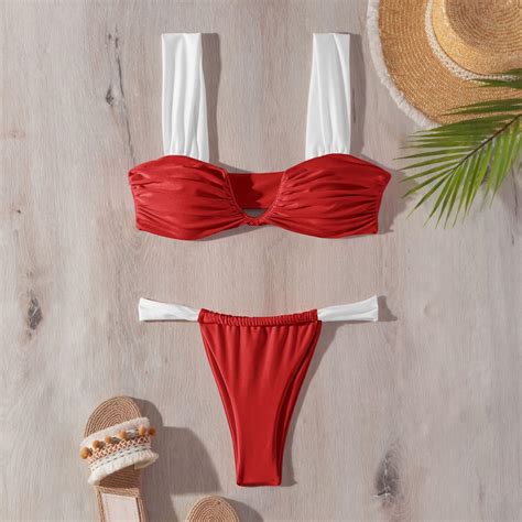 Snapklik Womens Sexy U Wired Ruched Bikini High Cut Thong 2
