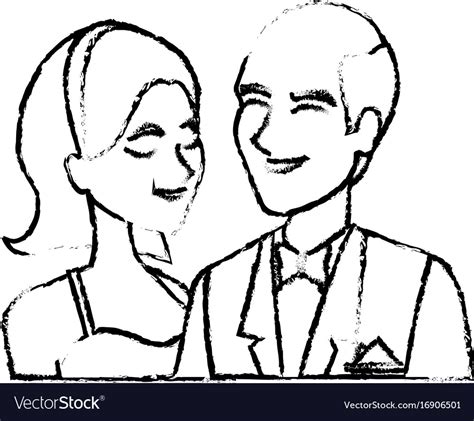 Portrait Wedding Couple Happy Bride And Groom Vector Image