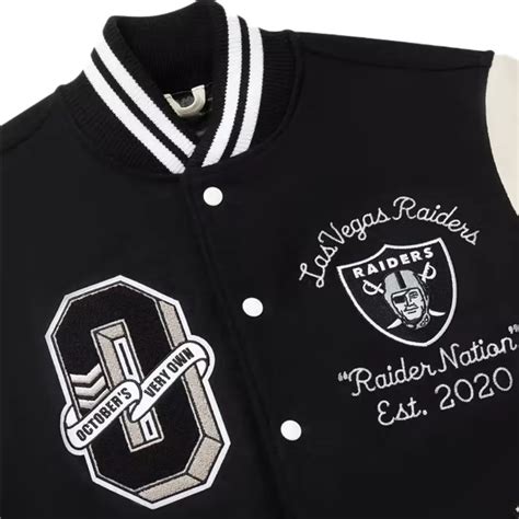 OVO X NFL Las Vegas Raiders Black Varsity Jacket JM