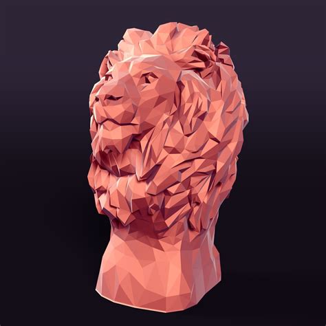 Low Poly Lion Bust 3D model 3D printable | CGTrader