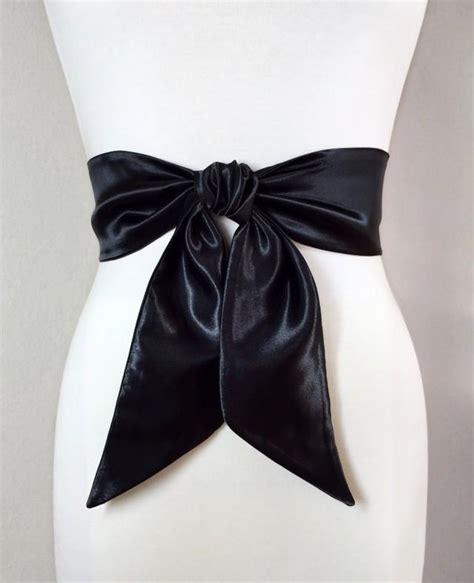 Black Satin Sash Belt Solid Black Sash Waist Wrap Belt Wedding