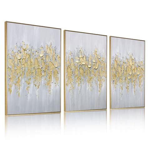 framed gold abstract wall art glam gold hand painting canvas art