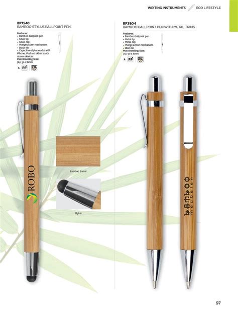 Bamboo Stylus Ballpoint Pen Blue Chip Branding