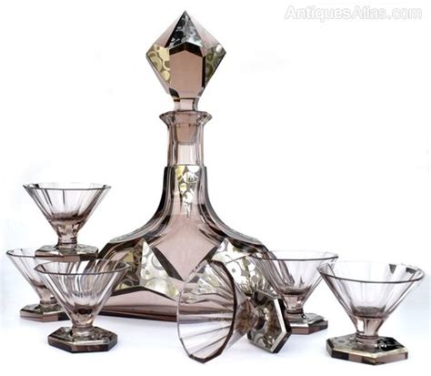 Antiques Atlas Art Deco Czech Glass 7 Piece Decanter Set C1930