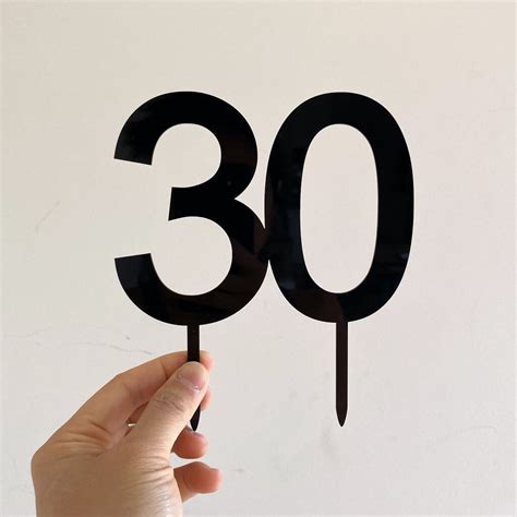 Acrylic Black Number 30 Birthday Cake Topper | Online Party Supplies