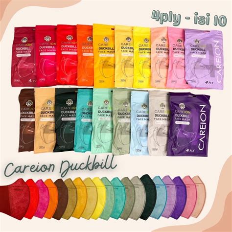 Jual MASKER DUCKBILL GARIS CAREION 4PLY RAiNBOW NUDE BFE 95 ISI 10PCS