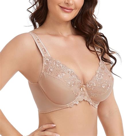 Womens Underwire Unlined Bra Minimizers Non Padded Full Coverage Lace