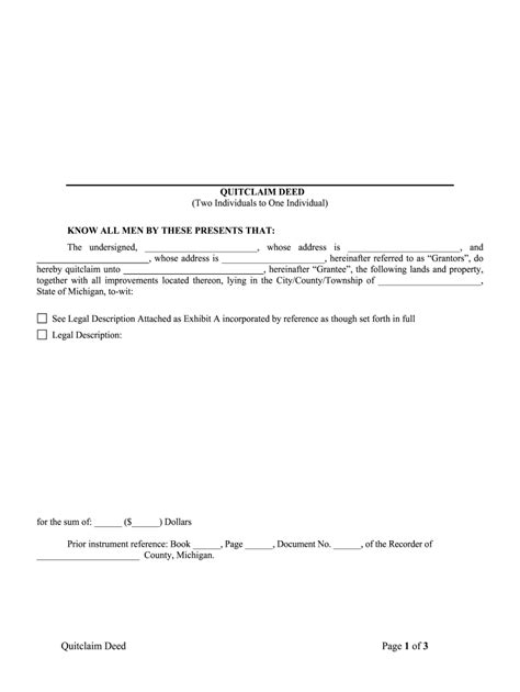 Michigan Quitclaim Deed From Two Individuals To One Individual Form Fill Out And Sign